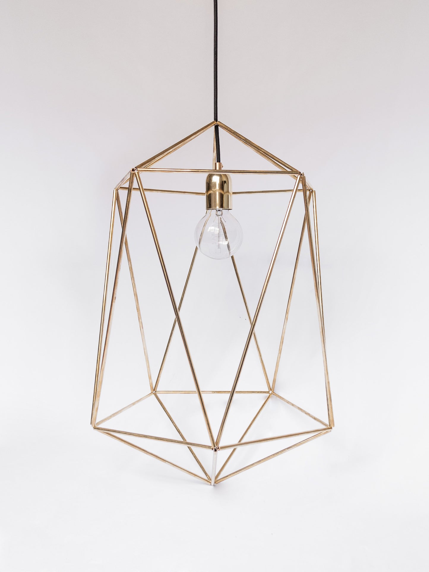 Tall Geometric Brass Pandent Lamp