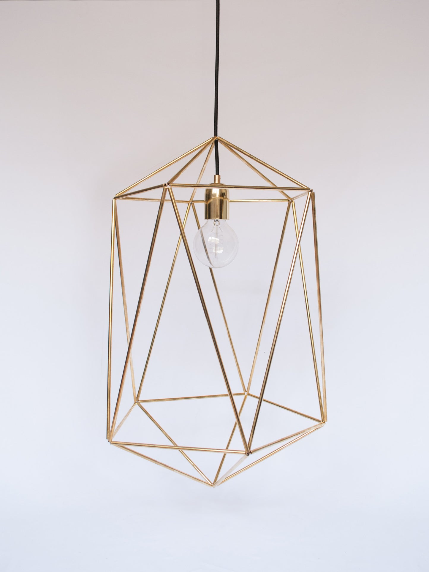 Tall Geometric Brass Pandent Lamp