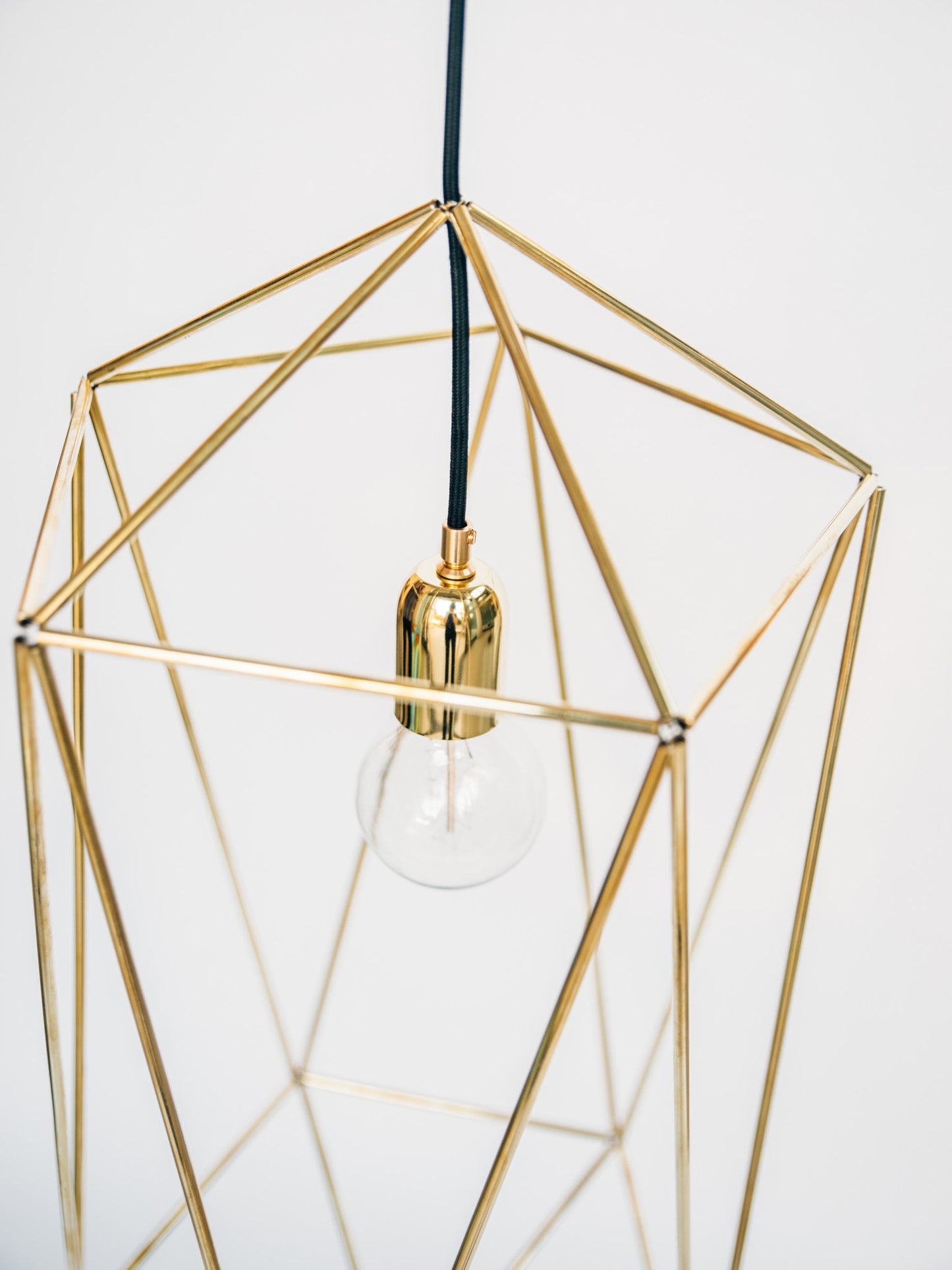 Tall Geometric Brass Pandent Lamp