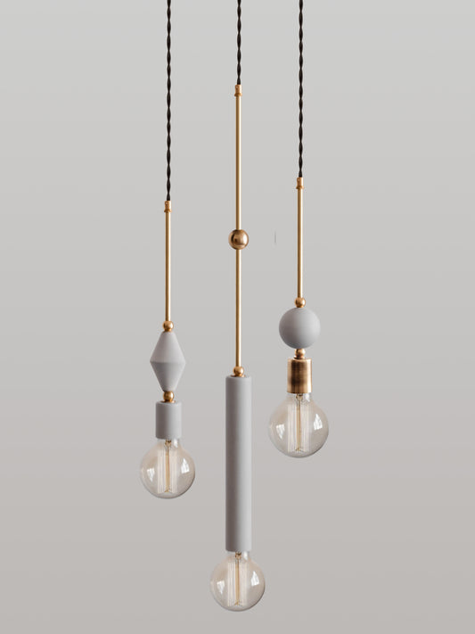Set of 3 Jewels and Beads Pendant Lamps