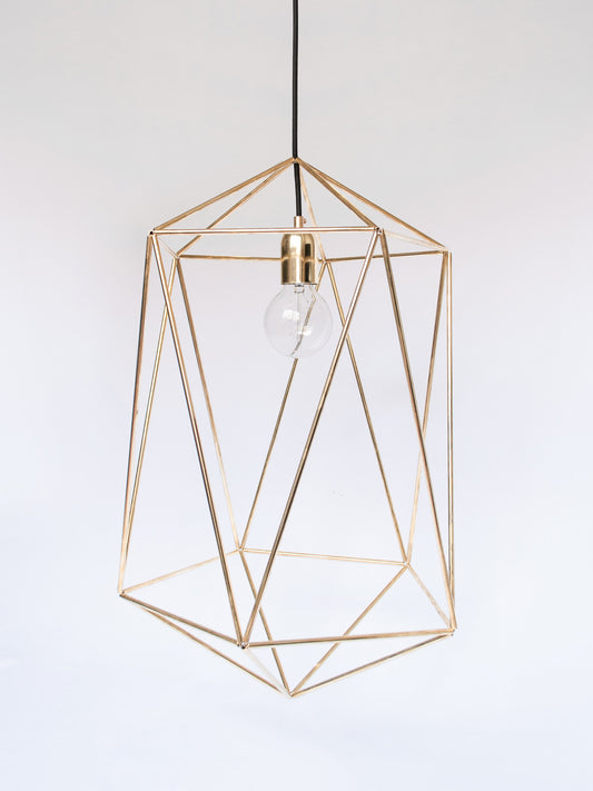 Tall Geometric Brass Pandent Lamp