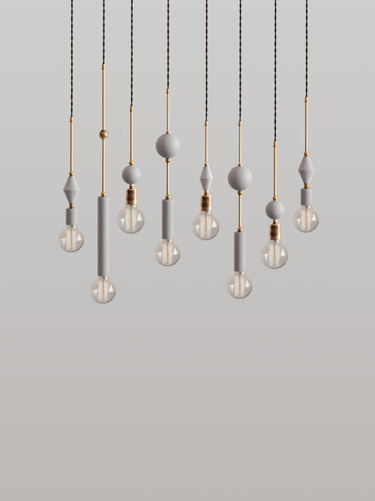 Set of 8 Jewels and Beads Pendant Lamps